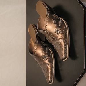 So Real Bronze Western Clog Slip On Mules Shoes